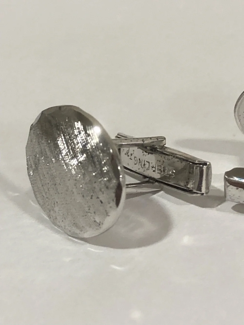 Sterling Silver Oval Textured Cuff Links Sterling T2 Vintage 10 Grams - Picture 11 of 14